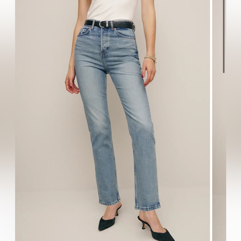Reformation Cynthia Stretch High Rise Straight Jeans Blue - Size 27 NWT